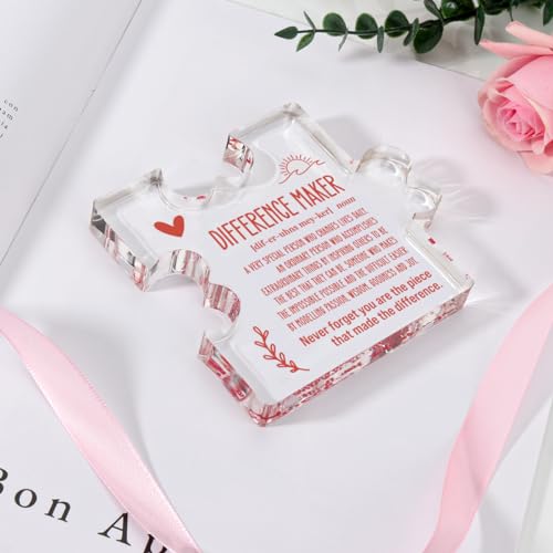 TuSuQing Thank You Gifts Difference Maker Gifts for Leader Boss Staff Employee Best Mom Mentor Coach Manager Coworker Teacher Appreciation Quote Birthday Gift Irregular Acrylic Decorative Table Sign - Image 2