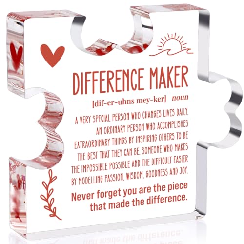 TuSuQing Thank You Gifts Difference Maker Gifts for Leader Boss Staff Employee Best Mom Mentor Coach Manager Coworker Teacher Appreciation Quote Birthday Gift Irregular Acrylic Decorative Table Sign - Image 1