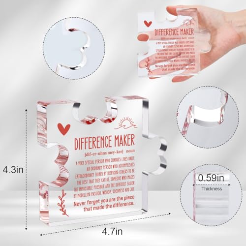TuSuQing Thank You Gifts Difference Maker Gifts for Leader Boss Staff Employee Best Mom Mentor Coach Manager Coworker Teacher Appreciation Quote Birthday Gift Irregular Acrylic Decorative Table Sign - Image 5