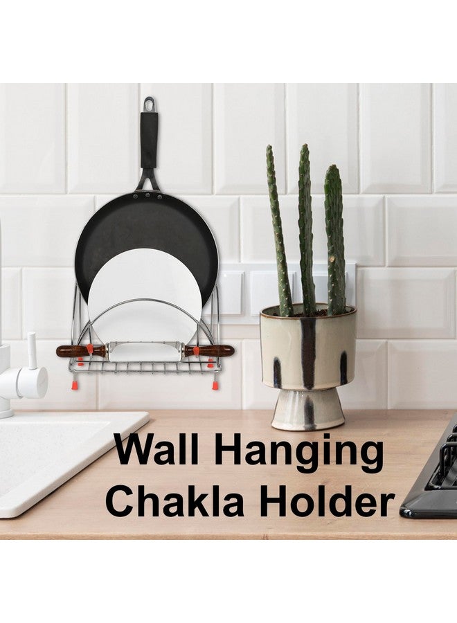 Rollyware Premium 100% Stainless Steel Chakla Belan Tava Stand- Chimta Stand and Lighter Holder (ChaklaBelanStandSteel) - Image 2