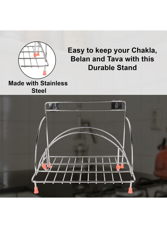 Rollyware Premium 100% Stainless Steel Chakla Belan Tava Stand- Chimta Stand and Lighter Holder (ChaklaBelanStandSteel) - Image 5