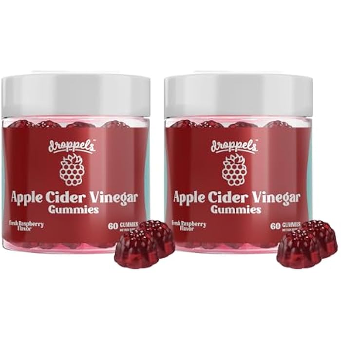 Droppels Apple Cider Vinegar Gummies 1000mg with Beet Root & Pomegranate | Non-GMO, Vegan-Friendly, Gluten Free | Supports Digestion, Metabolism, Energy & Immune Health | Raspberry Flavor - Image 1