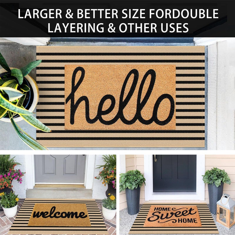 KOZYFLY Brown and Black Striped Porch Rug 27.5x43 Inches Area Rug Washable Outdoor Doormat Front Door Mat Cotton Striped Indoor Outdoor Rugsfor Front Door Kitchen Entryway Patio Porch - Image 3