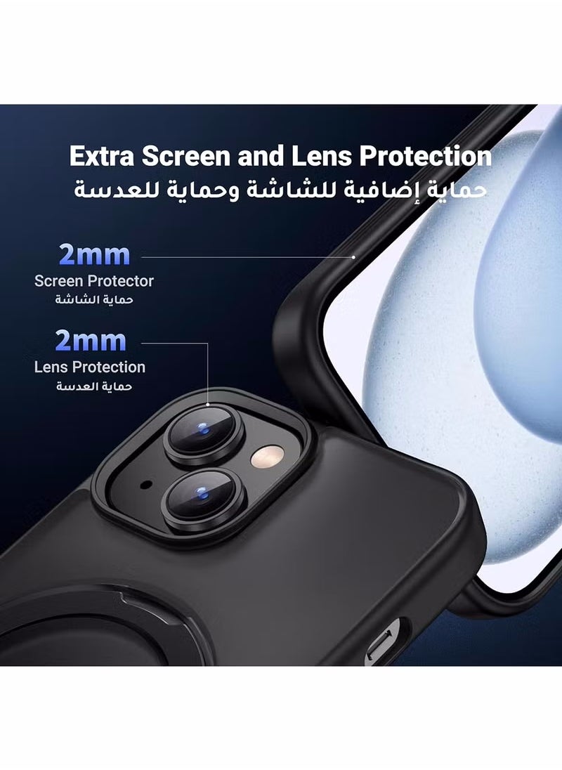 WAOKN - iPhone 15 Plus Case Kickstand Horizontal Vertical Adjustable, Anti-Fingerprint Matte Back, Mil-Grade Anti-Drop Shockproof, Slim Magnetic Yellowing-Resistant For iPhone 15 Plus Case 6.7 Inch Clear - Image 1