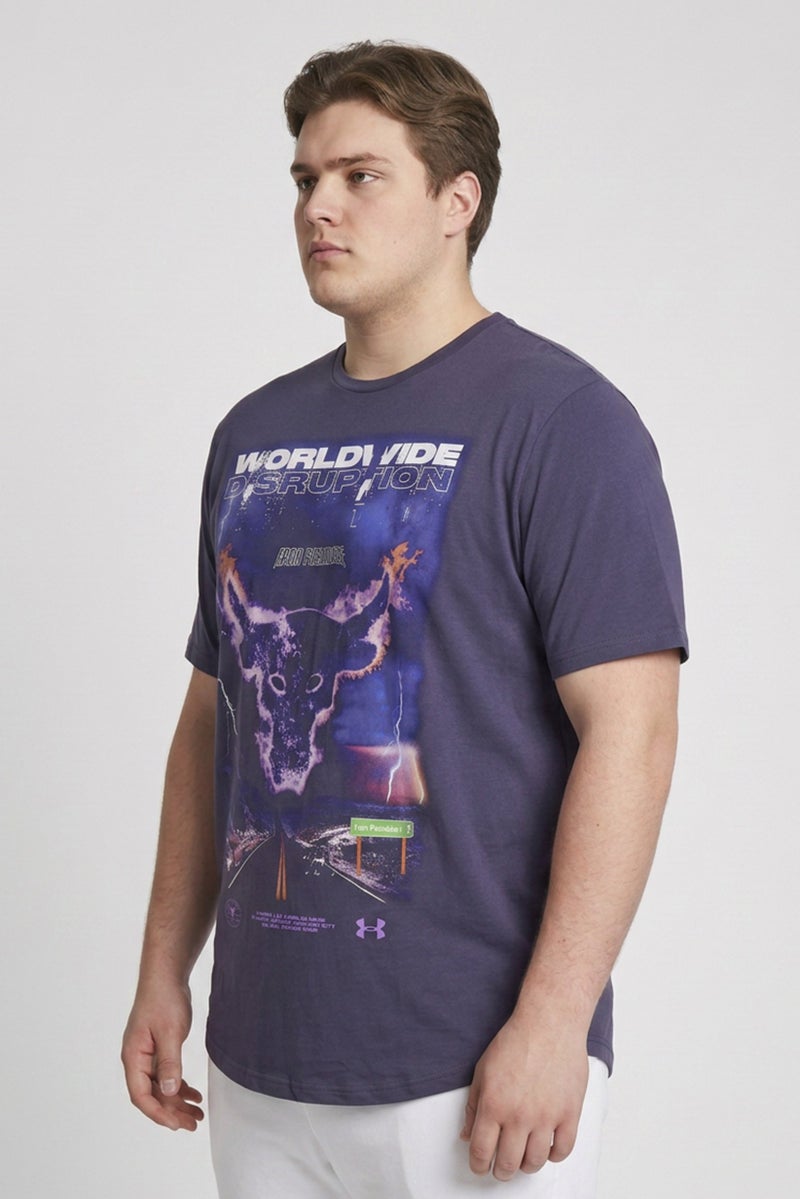 UNDER ARMOUR Men Loose Fit Short Sleeve Outdoor T-Shirt, Dusty Purple - Image 2