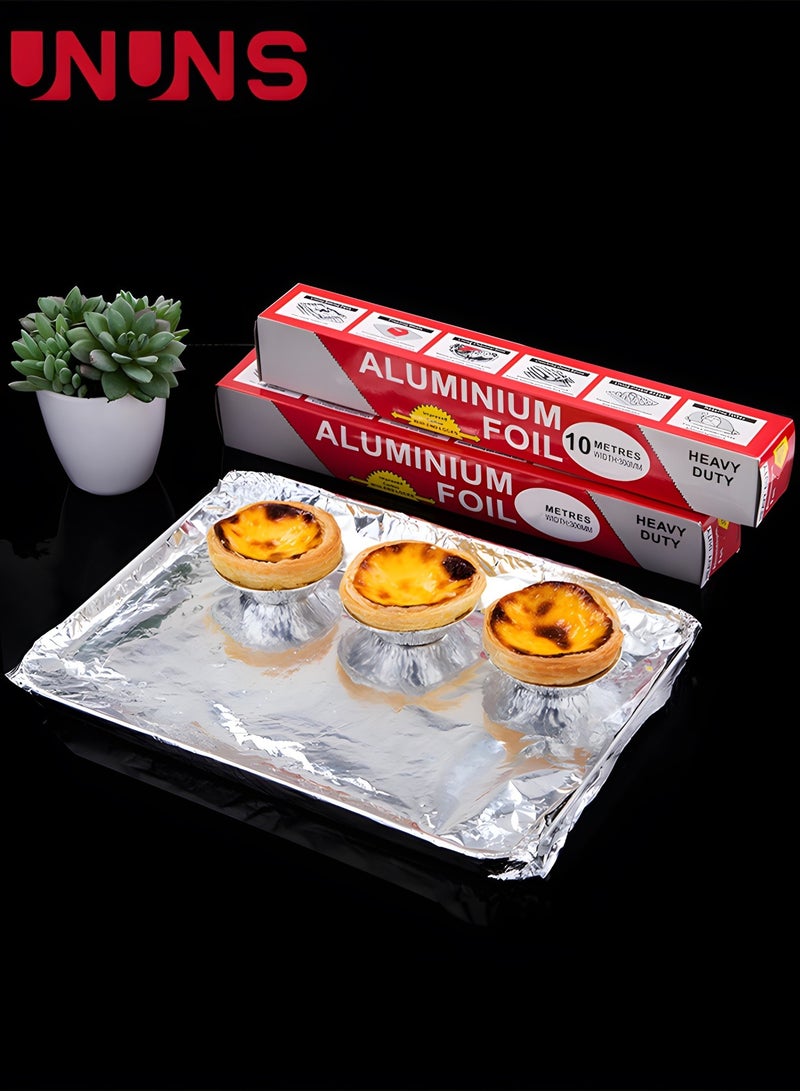 UNUNS Aluminum Foil,2 Rolls Heavy Duty Aluminium Foil Silver For Grilling,Roasting,Baking,And Food Storage,Preserve Freshness - Image 1