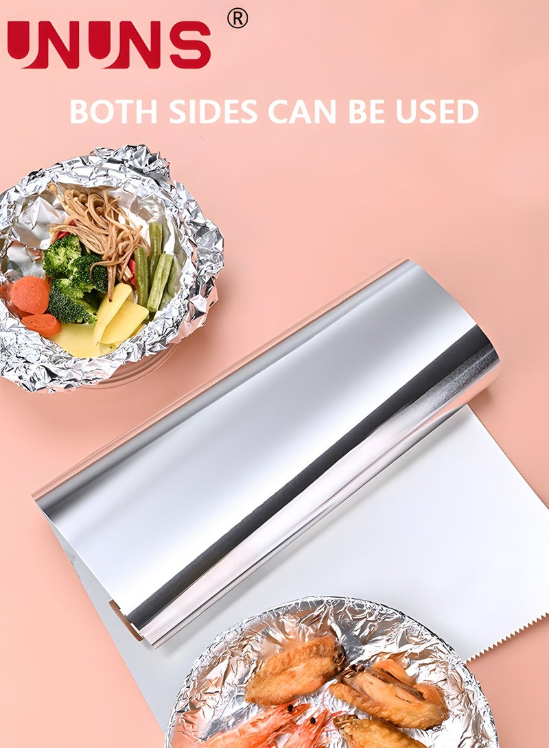 UNUNS Aluminum Foil,2 Rolls Heavy Duty Aluminium Foil Silver For Grilling,Roasting,Baking,And Food Storage,Preserve Freshness - Image 3