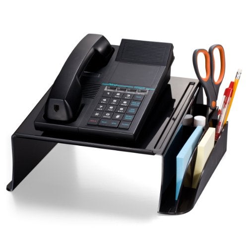 Officemate Telephone Stand Laptop Stand Black Plastic Computer Riser Laptops Elevator for Desk 125 x 10 125 x 525 Inches Black 21522 - Image 1