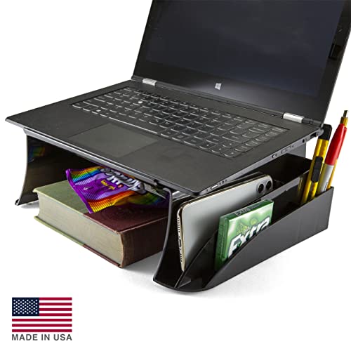 Officemate Telephone Stand Laptop Stand Black Plastic Computer Riser Laptops Elevator for Desk 125 x 10 125 x 525 Inches Black 21522 - Image 3