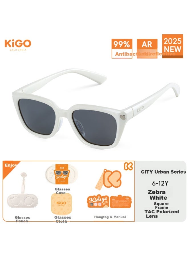 Kigo [shen Yue Same Style] 2025 Polarized Outdoor Uv Protection Sungl, Zebra White (ages 6-12) - Image 1
