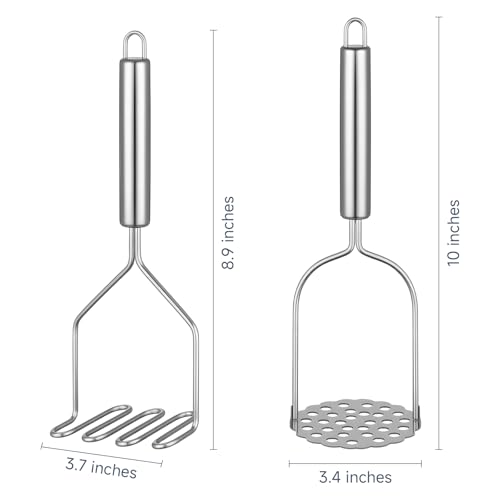 Maclia 2PCS Mashed Potato Masher Stainless Steel Potato Smasher Masher Kitchen Tools Utensils for Avocado Bean Salad Vegetables Fruit Food Meat Smasher Tool for Ground Beef - Image 3