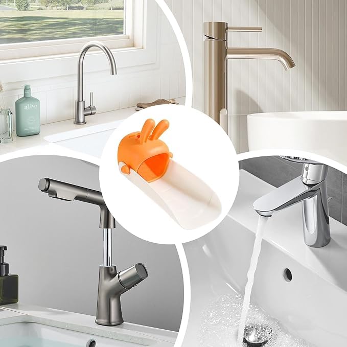 Wish Bone RABBIT FAUCET EXTENDER for Sink Easy Use Sink Faucet Extenders with Temperature Sensitive for Toddlers, Kids Hand Washing Faucet Extension for Bathroom Sink Use for Children-Baby - Image 5
