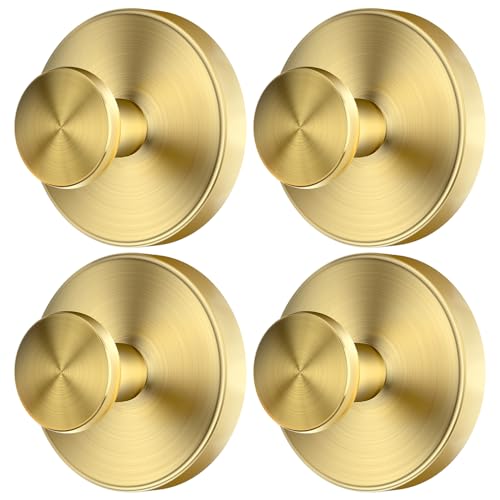 SOCORIA 2026 Upgraded DrillFree Suction Cup Hooks Stainless Steel Suction Cup Hooks for Shower Mirror Wall Bathroom Glass Hanging Towels 4 Pack Gold - Image 1
