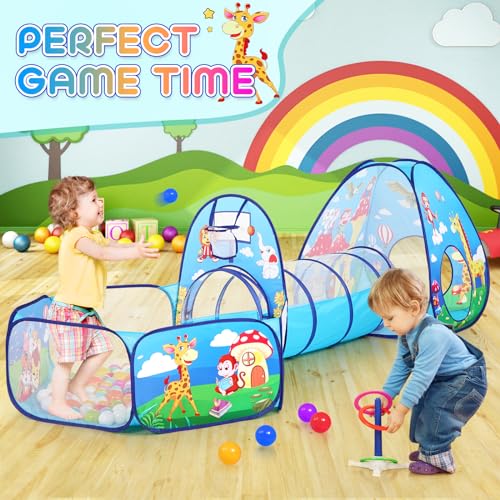 GeerWest 3 in 1 Kids Play Tent for Toddler with Baby Ball Pit and Play Tunnel Children Indoor Outdoor Playhouse with Climbing Tunnel Toy for Toddlers Boys and Girls Best Birthday Gifts 3pc Jungle Ball Pit - Image 5