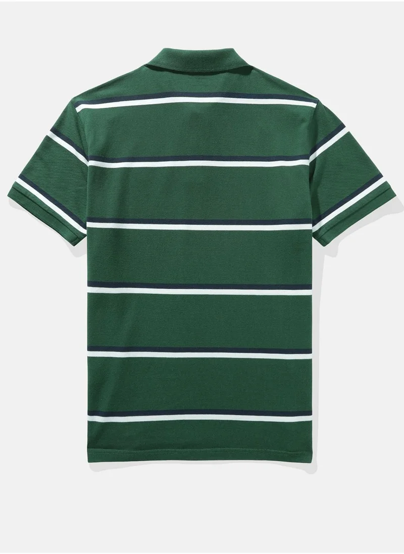 American Eagle Striped Logo Polo Shirt