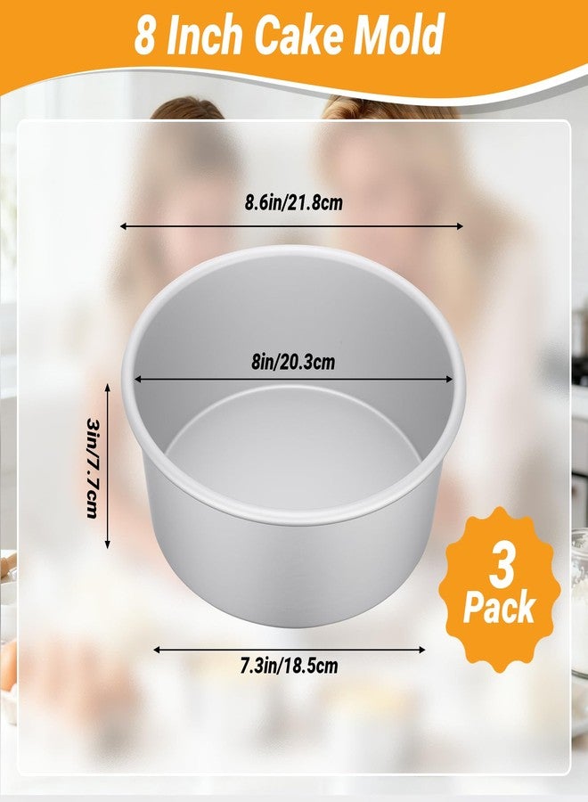 Beasea 8 Inch Cake Pans Set of 3, Aluminum Alloy Round Chiffon Cake Pans for Birthday Party Wedding, Metal Cakes Tin Mold for Baking - Fixed Bottom - Image 2