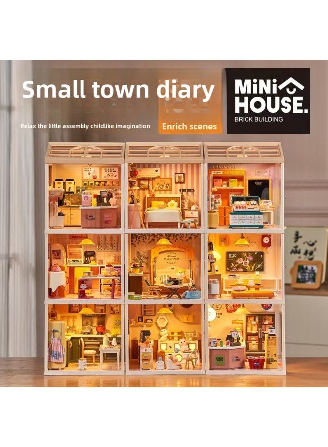 Small Town Diary Miniature Scene Puzzle Building Blocks Diy Model Toy Hut Children's Gift Ornaments Living Room Room-Color:807 Small Town Diary Cat Shop - Image 2