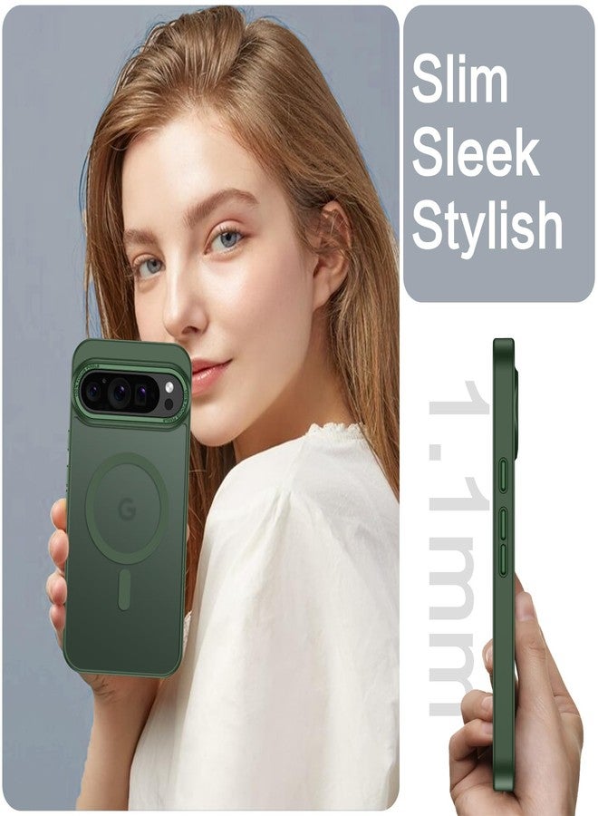 بنتوبين جراب مغناطيسي من بينتوبين لهاتف جوجل بكسل 9 برو إكس إل، جراب هاتف بكسل 9 برو إكس إل متوافق مع ماج سيف، غطاء مغناطيسي واقٍ شفاف غير لامع رفيع مقاوم للصدمات لهاتف جوجل 9 برو إكس إل 6.8 بوصة، أخضر داكن - Image 5