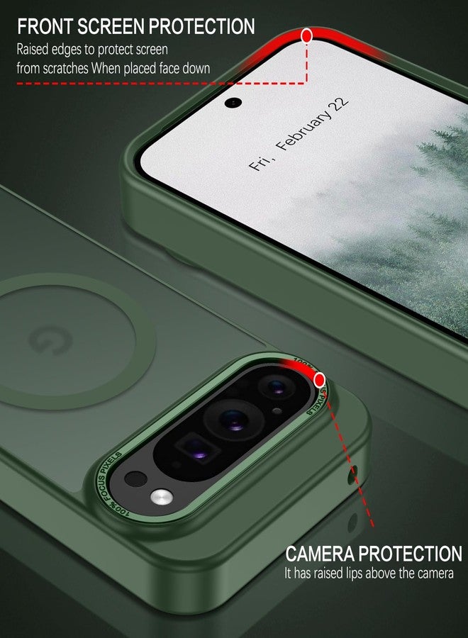 بنتوبين جراب مغناطيسي من بينتوبين لهاتف جوجل بكسل 9 برو إكس إل، جراب هاتف بكسل 9 برو إكس إل متوافق مع ماج سيف، غطاء مغناطيسي واقٍ شفاف غير لامع رفيع مقاوم للصدمات لهاتف جوجل 9 برو إكس إل 6.8 بوصة، أخضر داكن - Image 4