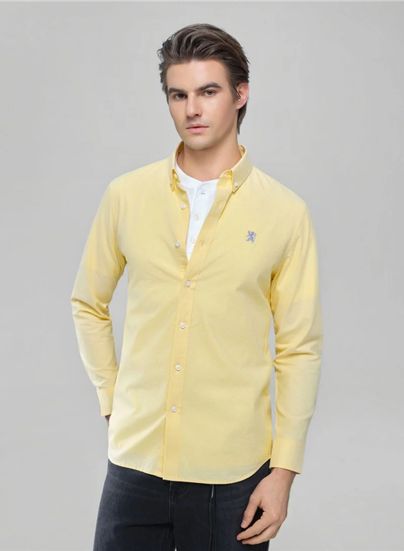 جيوردانو Men’s Cotton Slim Oxford Shirt with Embroidery