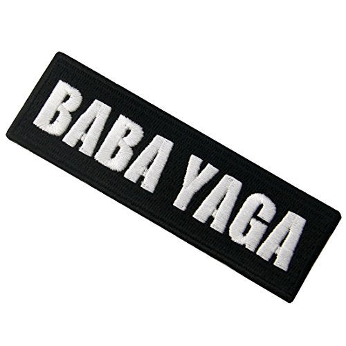 Rocking Planet Baba Yaga Patch Morale Funny Embroidered Applique Iron On Sew On Emblem, White & Black - Image 3