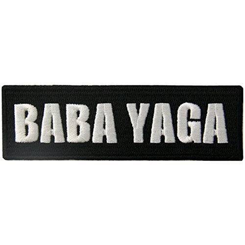 Rocking Planet Baba Yaga Patch Morale Funny Embroidered Applique Iron On Sew On Emblem, White & Black - Image 5