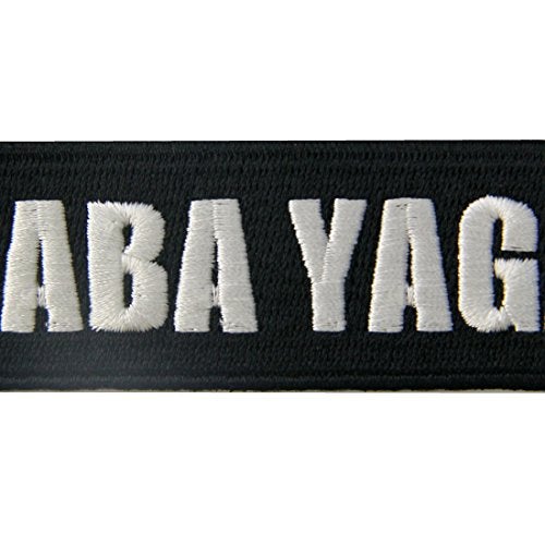 Rocking Planet Baba Yaga Patch Morale Funny Embroidered Applique Iron On Sew On Emblem, White & Black - Image 2