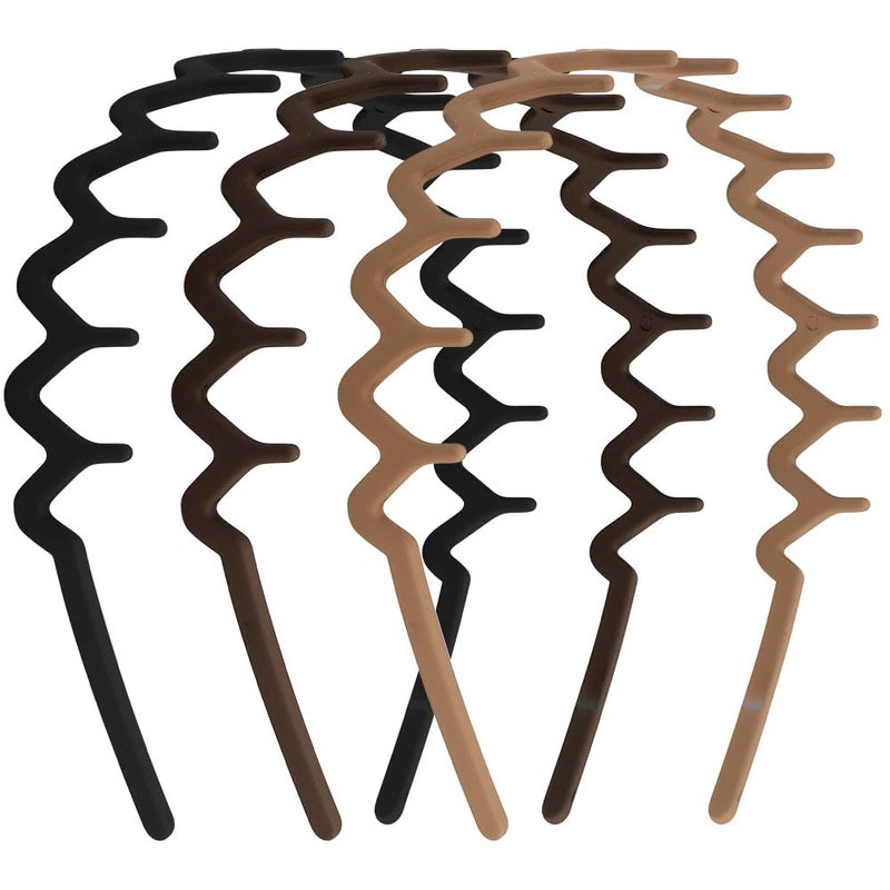 طقم عصابات رأس 3 تصميم متعرج عصابات شعر بلاستيكية غير قابلة للانزلاق مشط شعر بأسنان رأس القرش عصابة رأس مموجة من التسعينات عصابة رأس للرجال بأسنان ألوان محايدة سوداء