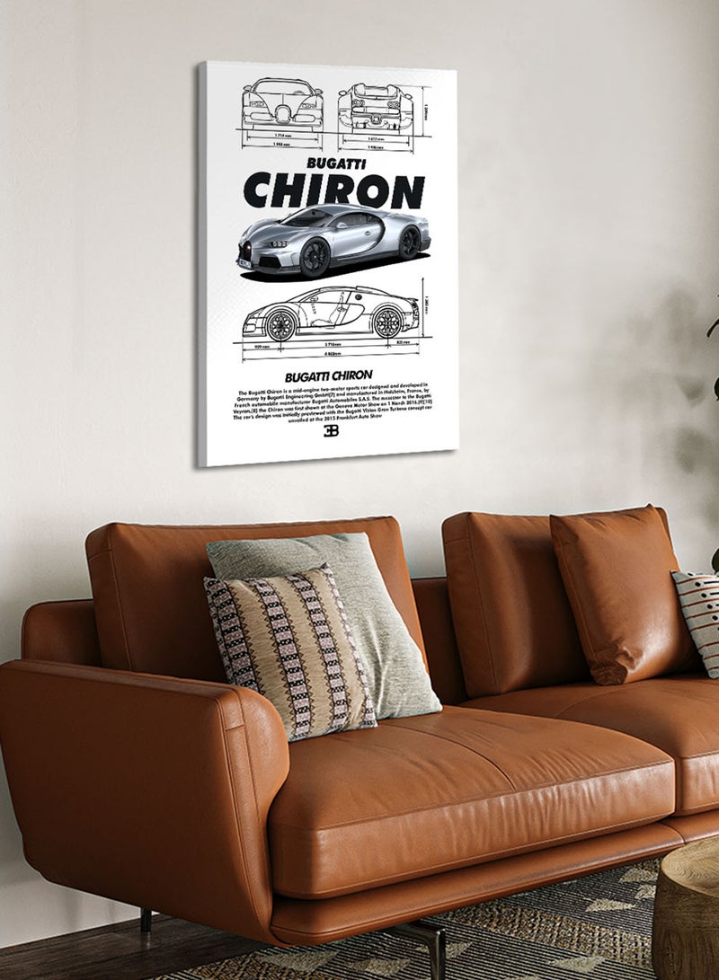 LOWHA Canvas Wall Art Stretched Over Wooden Frame with Bughati Chiron Sports Car Design - Image 3
