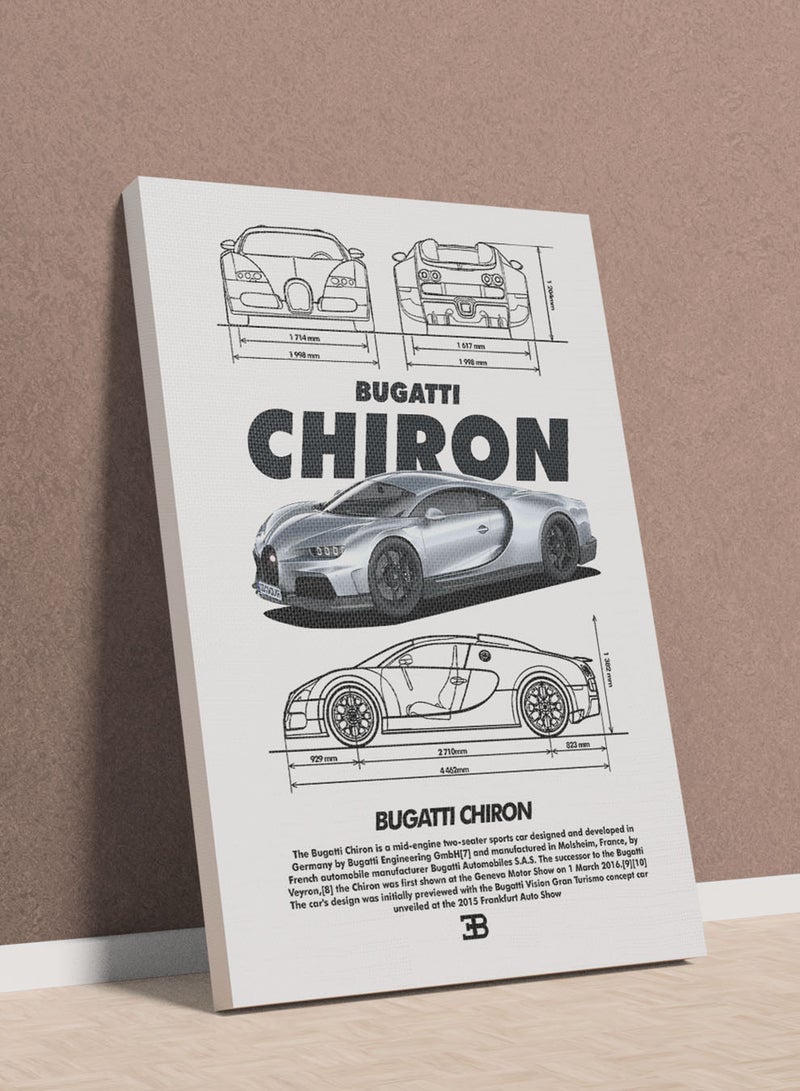 LOWHA Canvas Wall Art Stretched Over Wooden Frame with Bughati Chiron Sports Car Design - Image 1