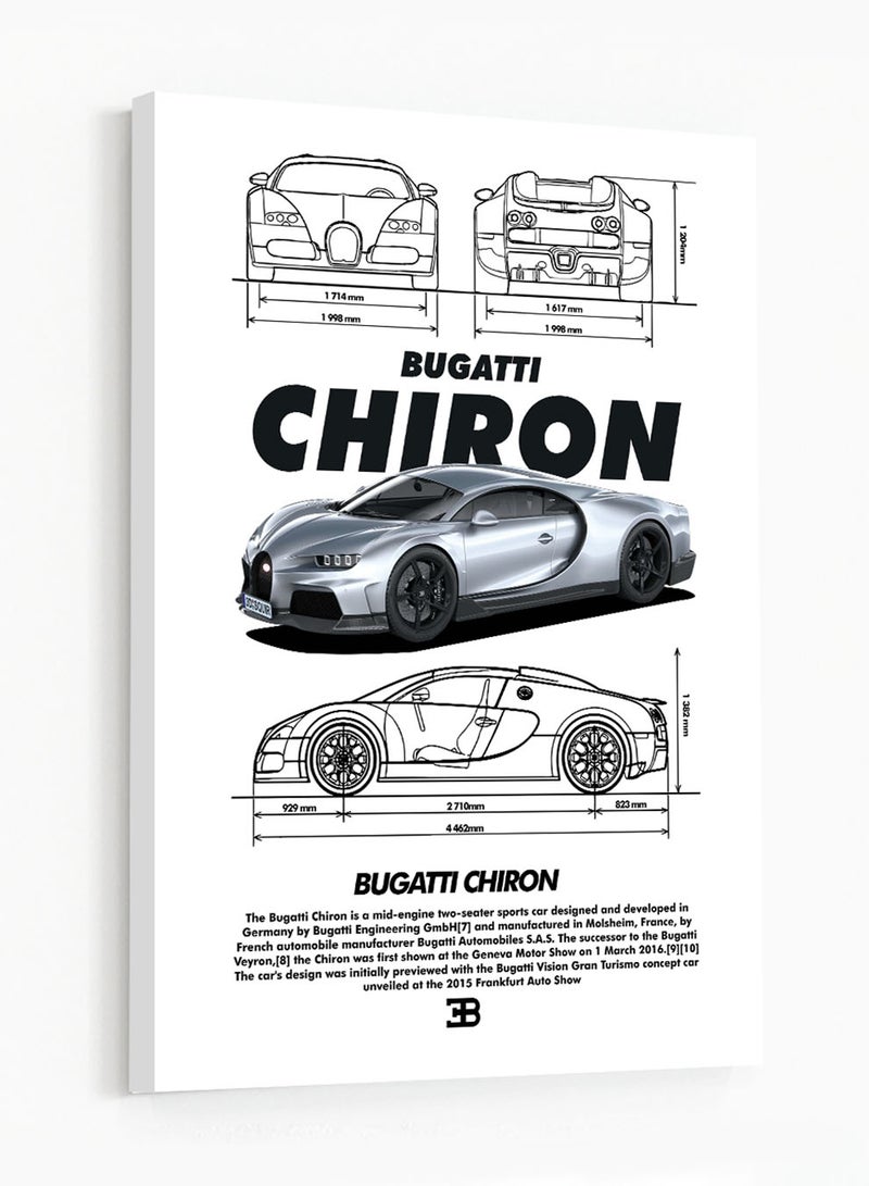 LOWHA Canvas Wall Art Stretched Over Wooden Frame with Bughati Chiron Sports Car Design - Image 5