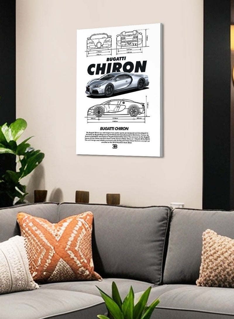 LOWHA Canvas Wall Art Stretched Over Wooden Frame with Bughati Chiron Sports Car Design - Image 4