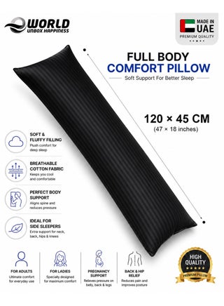 Premium Full Body Pillow for Adults, Ultra-Smooth Polyester Fiber, Breathable & Ideal for Side Sleepers, with Ultra-Soft Cotton Cover, Available in Multiple Colors, 120x45 cm