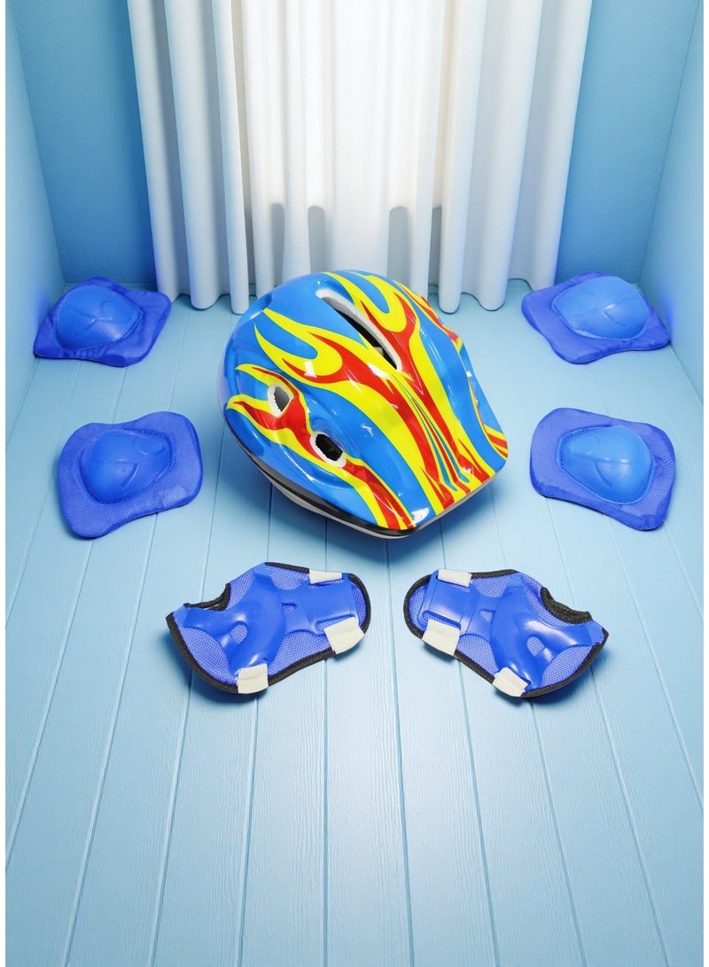 Sport Protective Gear 7 IN 1 Set for Boy and Girl Helmet and Knee Pads and Elbow Pads and Wristbands Guard for Kids Pink Red Blue 3 Colour Can Choose - Image 5