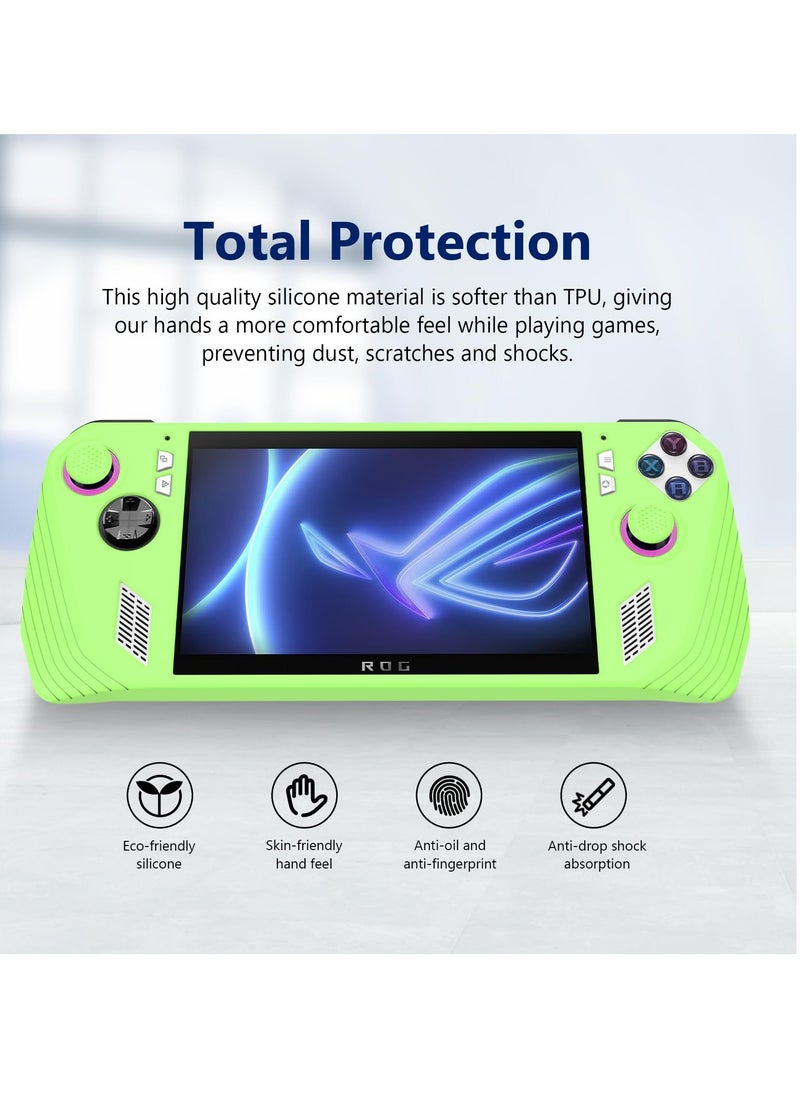 Excefore - Protective Case for ASUS Rog Ally, Anti-Slip Shockproof Cover Silicone Case, Protector Case for Asus ROG Ally Handheld Game Accessories(Glow Green) - Image 1