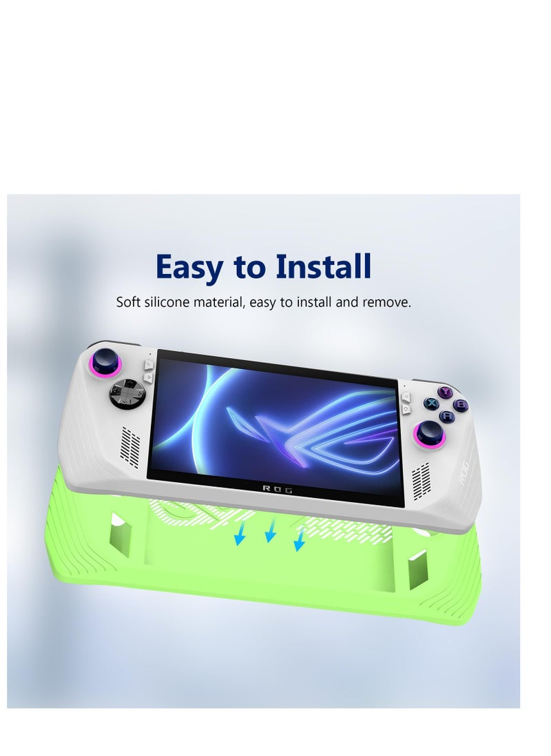Excefore - Protective Case for ASUS Rog Ally, Anti-Slip Shockproof Cover Silicone Case, Protector Case for Asus ROG Ally Handheld Game Accessories(Glow Green) - Image 1