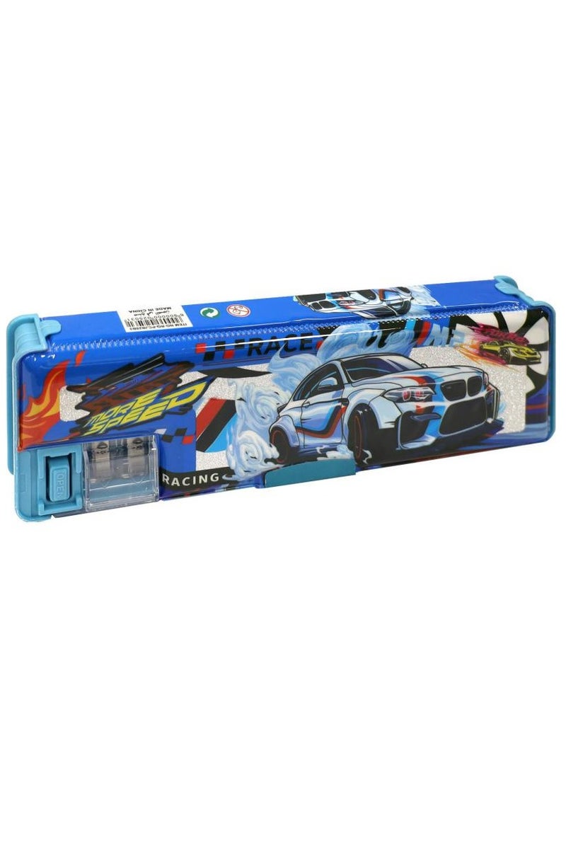 ROCO Hard Pencil Case Race Car · 2 Compartment · Blue - Image 2