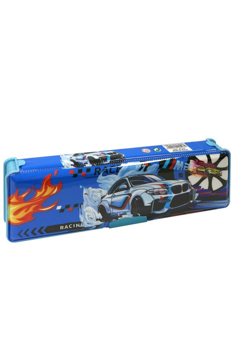 ROCO Hard Pencil Case Race Car · 2 Compartment · Blue - Image 4