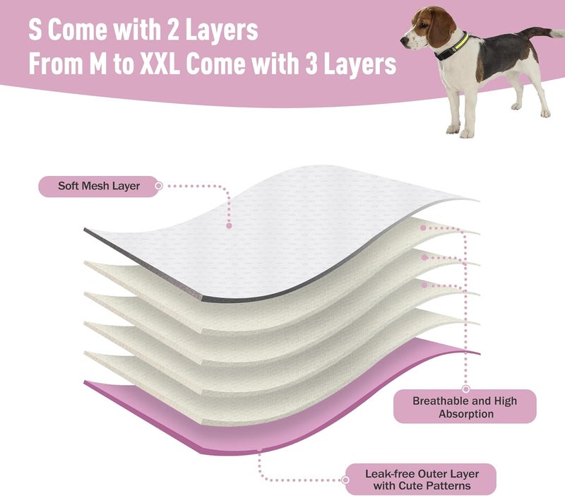 ZINGTERRA 5 Pack Washable Female Dog Diapers,Reusable Diaper for Doggie,Highly Absorbent Dog Diaper,Adjustable Leakproof Puppy Diapers Skirt for Heat,Incontinence,Period Doggy Nappies - Image 5