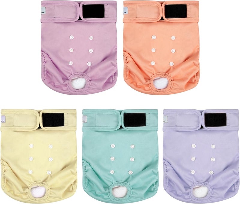 ZINGTERRA 5 Pack Washable Female Dog Diapers,Reusable Diaper for Doggie,Highly Absorbent Dog Diaper,Adjustable Leakproof Puppy Diapers Skirt for Heat,Incontinence,Period Doggy Nappies - Image 1
