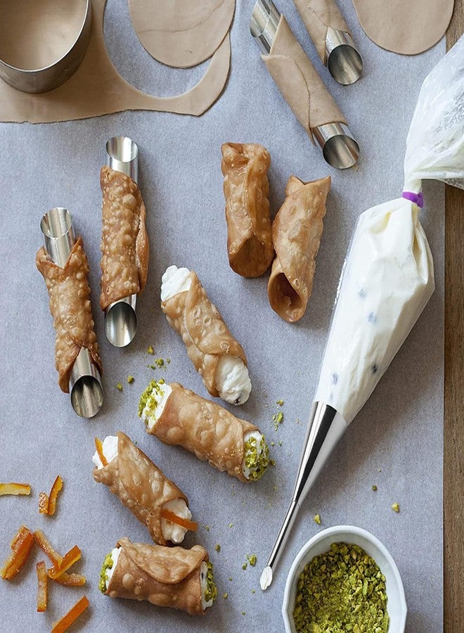 JIELUO Cannoli Tubes,20PCS Stainless Steel Screw Croissant Mold with Brush, 5 inch Conical Tube Cone Roll Moulds Spiral Pastry Cream Horn Cake Bread Mold for Cannoli Tubes Croissant Baking - Image 5