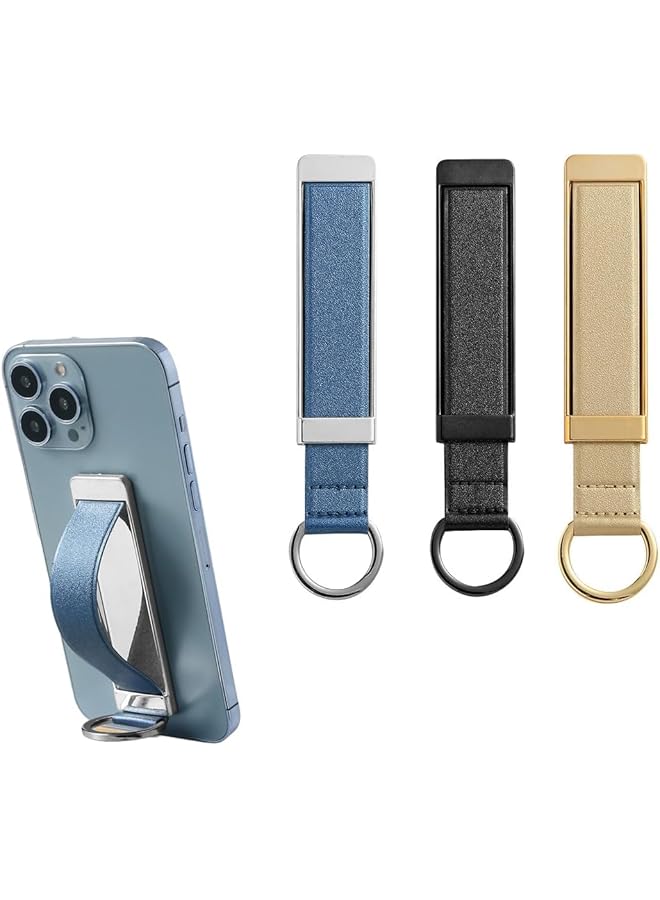 S-TOP Frosted Non-Slip Finger Grip Strap Holder for Phones - Slim Ergonomic Finger Loop with Universal Phone Compatibility, Secure Selfie Grip & Anti-Drop Protection, 3Pack (Black/Blue/Gold) - Image 1