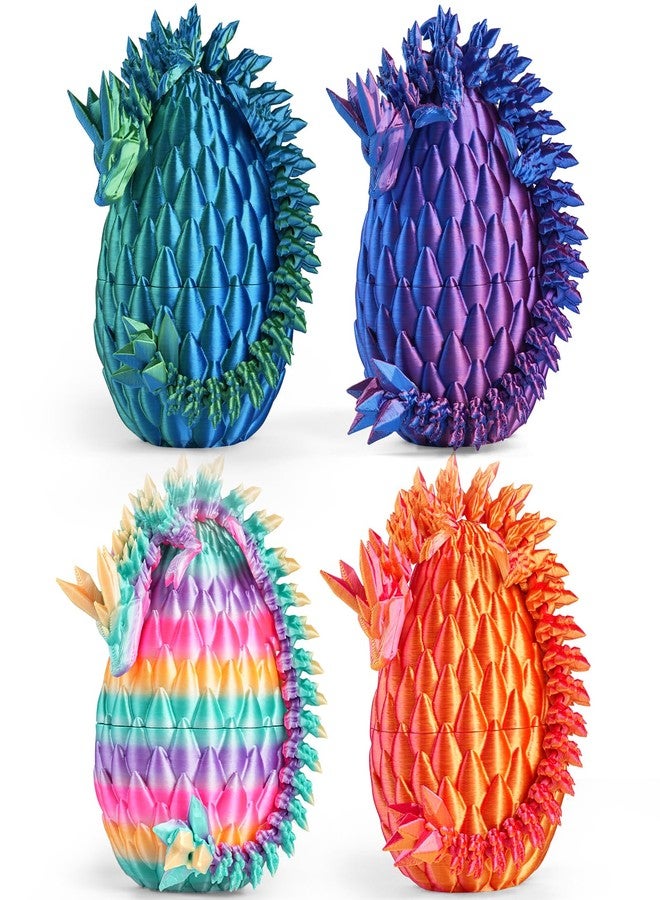 Rapean 8" 3D Printed Dragon Eggs, Easter Basket Stuffers for Kids and Teens, Articulated Dragon Toys for Children, Unique Easter Gifts for Boys & Girls (4Pack) - Image 1