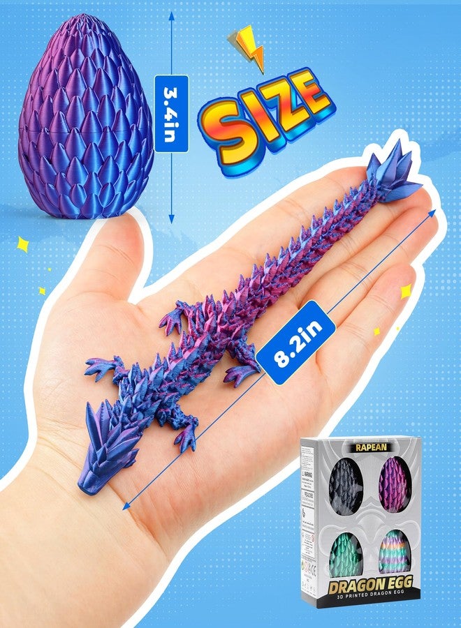 Rapean 8" 3D Printed Dragon Eggs, Easter Basket Stuffers for Kids and Teens, Articulated Dragon Toys for Children, Unique Easter Gifts for Boys & Girls (4Pack) - Image 2