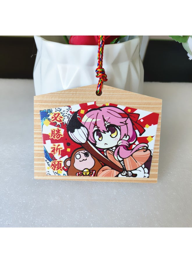 Animation Two-dimensional Thousands Of Love Flowers Wish Card Royal Guard Wish Card Solid Wood Card Listed In Japan Painted Horse Wood Card Cong Rain-Color:7—xiaochun (size 12*8*0.6cm) 10 Pieces  - Image 1