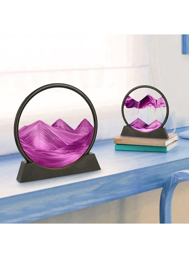 الساعة الرملية  - صورة فن الرمال المتحركة للمناظر الرملية زجاج دائري ثلاثي الأبعاد في أعماق البحار للكبار والصغار ألعاب فنية كبيرة لسطح المكتب - برواز زجاجي بإطار دائري لصورة بتصميم فني ثلاثي الأبعاد للرمال المتحركة وبحرعميق للاسترخاء وتزيين المنزل ومكتب العمل - لوحة رمل متدفقة - زجاج دائري ثلاثي الأبعاد في أعماق البحار - إطار رمل متدفق - ديكورات سطح المكتب والمنزل - Image 2