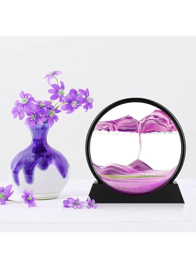 الساعة الرملية  - صورة فن الرمال المتحركة للمناظر الرملية زجاج دائري ثلاثي الأبعاد في أعماق البحار للكبار والصغار ألعاب فنية كبيرة لسطح المكتب - برواز زجاجي بإطار دائري لصورة بتصميم فني ثلاثي الأبعاد للرمال المتحركة وبحرعميق للاسترخاء وتزيين المنزل ومكتب العمل - لوحة رمل متدفقة - زجاج دائري ثلاثي الأبعاد في أعماق البحار - إطار رمل متدفق - ديكورات سطح المكتب والمنزل - Image 3