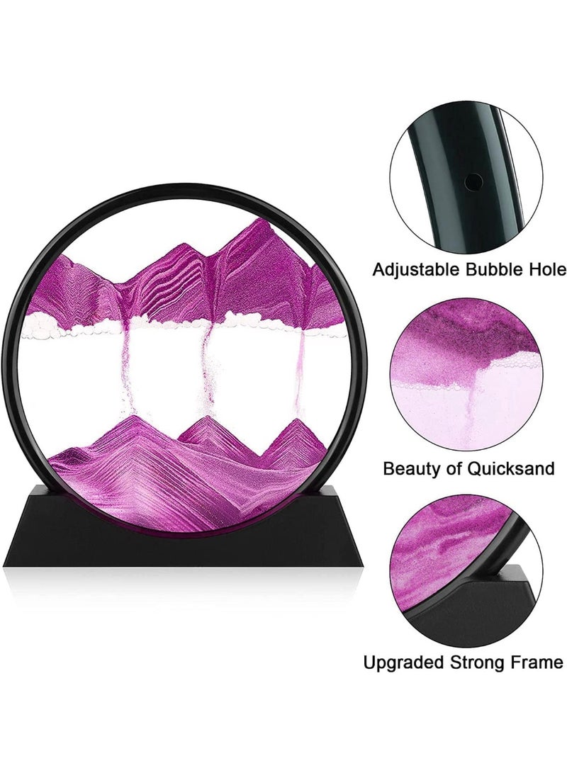 الساعة الرملية  - صورة فن الرمال المتحركة للمناظر الرملية زجاج دائري ثلاثي الأبعاد في أعماق البحار للكبار والصغار ألعاب فنية كبيرة لسطح المكتب - برواز زجاجي بإطار دائري لصورة بتصميم فني ثلاثي الأبعاد للرمال المتحركة وبحرعميق للاسترخاء وتزيين المنزل ومكتب العمل - لوحة رمل متدفقة - زجاج دائري ثلاثي الأبعاد في أعماق البحار - إطار رمل متدفق - ديكورات سطح المكتب والمنزل - Image 4