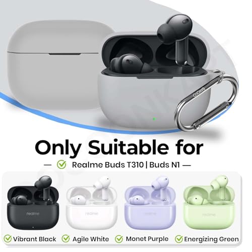 Cocoonkart Soft Silicone Case Cover for Realme Buds T310 | Buds N1 - Grey - Image 2
