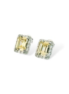 zilara Rect Sparkle Halo Stud Earrings  - Image 2